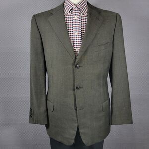 Ermenegildo Zegna Men Sport Coat Blazer Three Button BRN Plaid Wool Cashmere 44R